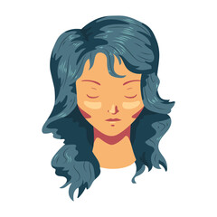 Hair long woman face flat
