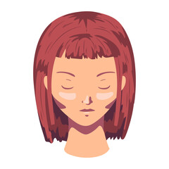 Woman bob cut face hair flat