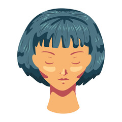 Hair woman face flat