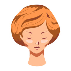 Woman hair bob cut face flat