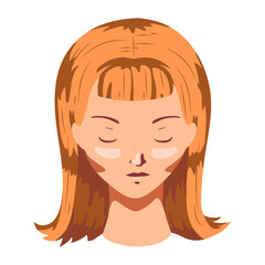 Woman hair face bob cut flat