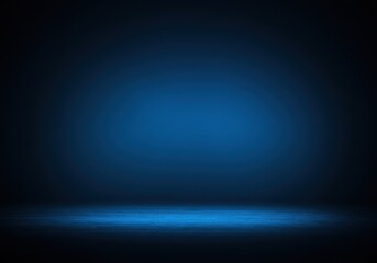 Blue spotlight on dark wooden floor background in studio room