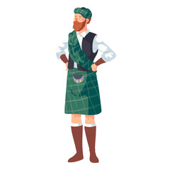 Man scottish sporran kilt flat