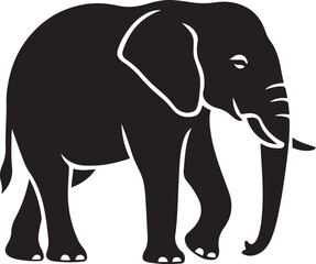 Simple elephant silhouette vector design, Minimal elephant black and white shape