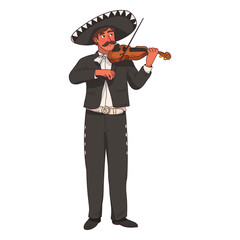 Mariachi violin player cartoon © Vexels