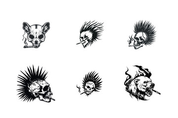 Obraz premium Six smoking skull and animal head designs