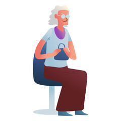 Character old woman sitting
