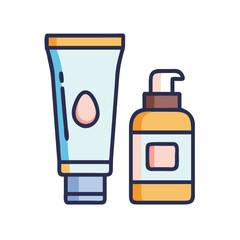 Skincare Moisturizer Set, simple illustration of  Moisturizer Jar and Bottle icon– High-End Cosmetic Packaging Vector

