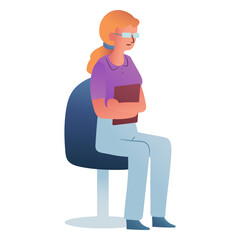 Woman glasses assistant sitting character