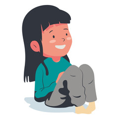 Smiling girl character flat