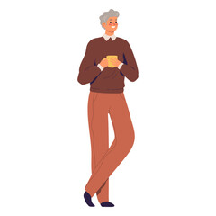 Smiley standing man coffee illustration
