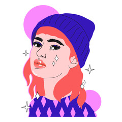 Red hair woman character
