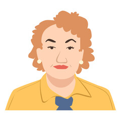 Flat middle aged white woman with short hair 