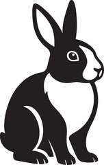 Black and white rabbit silhouette art, Minimal rabbit profile black white