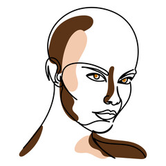 Bald girl continuous line