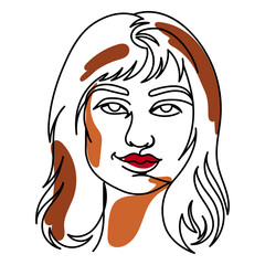 Diverse people continuous line girl
