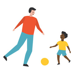 Adult playing ball with a kid