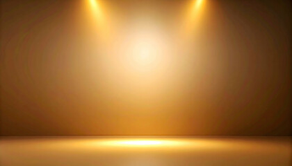 Golden Spotlight on Brown Stage Background