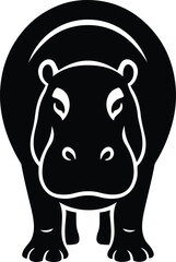 Hippo silhouette black and white art, Large animal silhouette clean profile