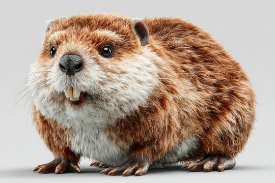 A fluffy creature with prominent teeth and expressive eyes ideal for nature wildlife and edu