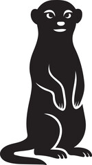 Meerkat silhouette simple black design, Standing meerkat animal minimal art