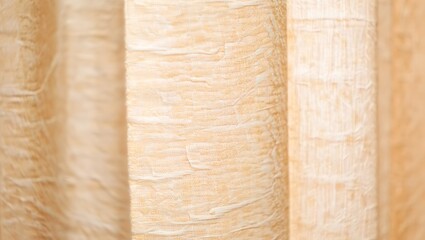 Textured beige curtain fabric close up detail shot