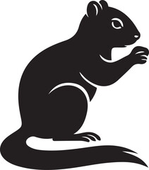 Squirrel silhouette in simple style, Cute squirrel outline black and white