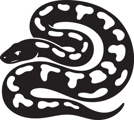 Coiled snake vector illustration style, Snake in curled pose minimal black design