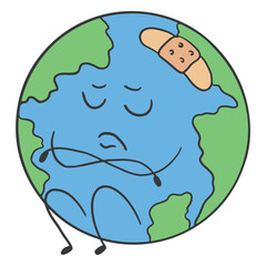 Earth planet climate change cartoon character