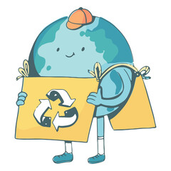 Recycle planet Earth cartoon character