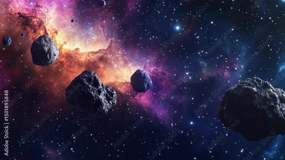 Aufkleber A collection of asteroids floating in the vastness of outer space