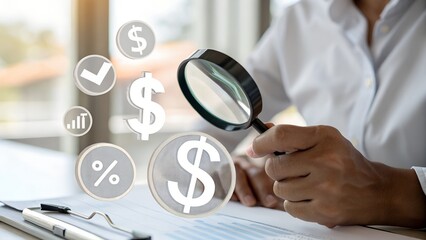 Quality control and certification assurance concept. Magnifying glass over checkmark certification and quality assurance icons, standard compliance, approval, and business quality control. certificate