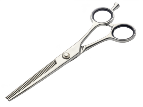 grooming scissors png, hair cutting scissors, professional grooming tool, pet or human hair scissors, transparent background