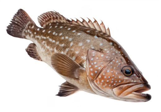 grouper fish png, marine fish, ocean grouper, seafood fish close-up, transparent background