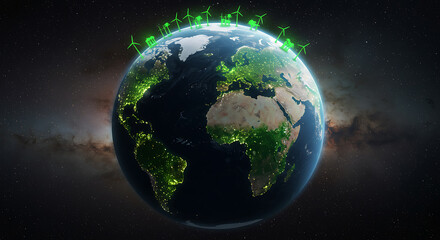 Obraz premium Earth with Wind Turbines