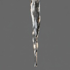Crystalclear Icicle Hanging Against a Neutral Background Perfect for Winter Nature and Tran