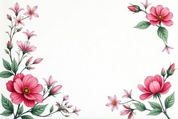 Fototapeta premium Delicate, small-scale floral print on white background, floral, simple