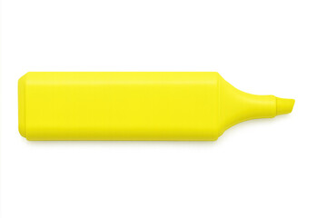 Horizontal close-up studio shot of a bright yellow highlighter pen, isolated on a transparent background