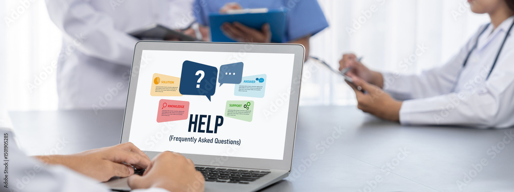 Poster help screen on the website provide answer to faq frequently asked question brisk with knowledge info