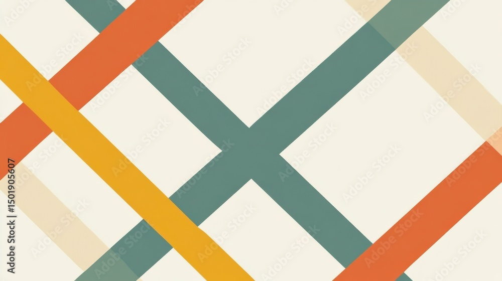 Poster abstract geometric pattern with striped lines in warm and cool tones