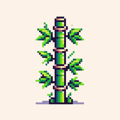 Obraz premium Bamboo stalk pixel icon, perfect for eco themes or Asian-inspired illustrations.