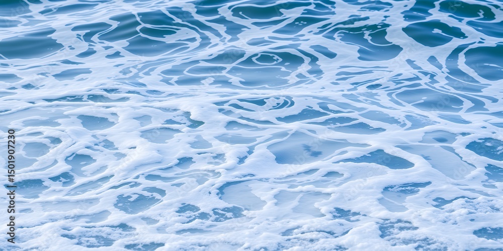 Poster a close up view of ocean water with white foam creating abstract patterns on the surface waves