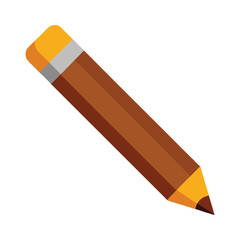 Isolated illustration of classic wooden pencil with eraser for design