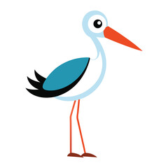 Cartoon stork illustration on white background clean vector design bird icon