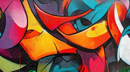 Colorful Abstract Graffiti Art with Vibrant Curves and Shapes