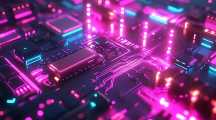 Fototapeta premium Close-up view of a futuristic circuit board.