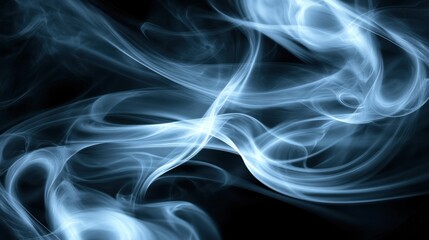 Ethereal Blue Smoke Swirls Against a Dark Background