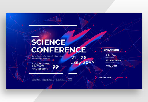 Science Conference Media Banner with Abstract Geometric Lines