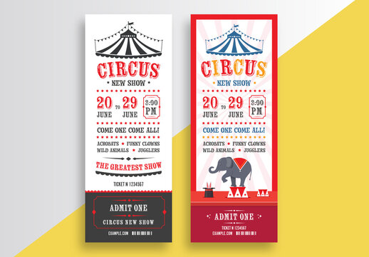 Vintage Circus Show Tickets Design Layout