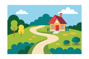Fototapeta premium rural landscape with house